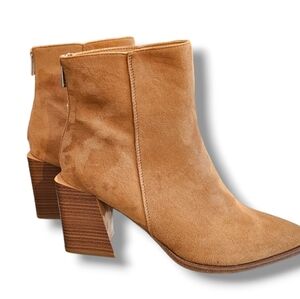 Tan Suede block heel ankle boots. Size 11